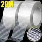 20M/Roll Adhesive Fiberglass Mesh Tape Transparent Waterproof Single Side Grid Tapes Heavy Duty Strapping Packing Fixed Tape