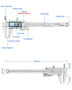 0-150mm Vernier Caliper Stainless Steel LCD Digital Caliper 6 inch Instrument Depth Measuring Tools by
