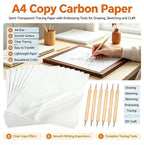 ERIKOLE White A4 Size Copy Carbon Paper Reusable Tracing Transfer Paper for Office School Home Canvas Wood Glass Metal Ceramic