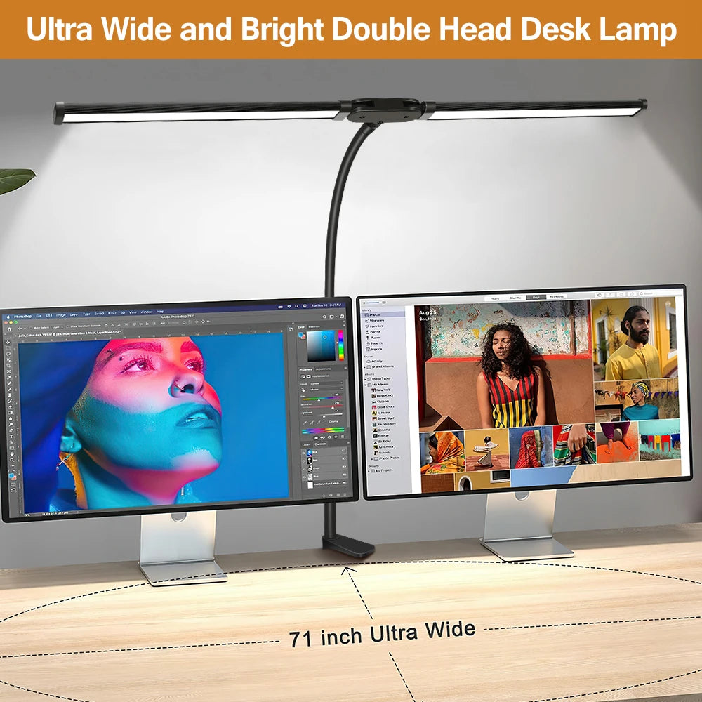 LED Desk Lamp with Clamp Swing Arm Desk Lamps Eye-Caring Dimmable Desk Light with 3 Color Modes and 10 Dimmable led Table lights