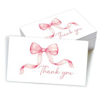 50pcs Business Thank You Cards Cherry & Pink Bow Design Celebration Invitations Gift Wrapping Cards For Party
