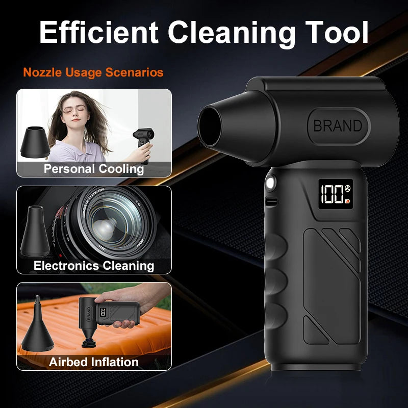 9000KRPH Mini Turbo Air Blower Ergonomic Grip Compact Cordless Compressed Air Duster Handheld Jet Fan for Keyboard Home Dust