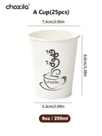 9oz Printed Logo Disposable Paper Coffee Cups, Single Wall Thickened Eco Cups for Cafe Takeout & Office