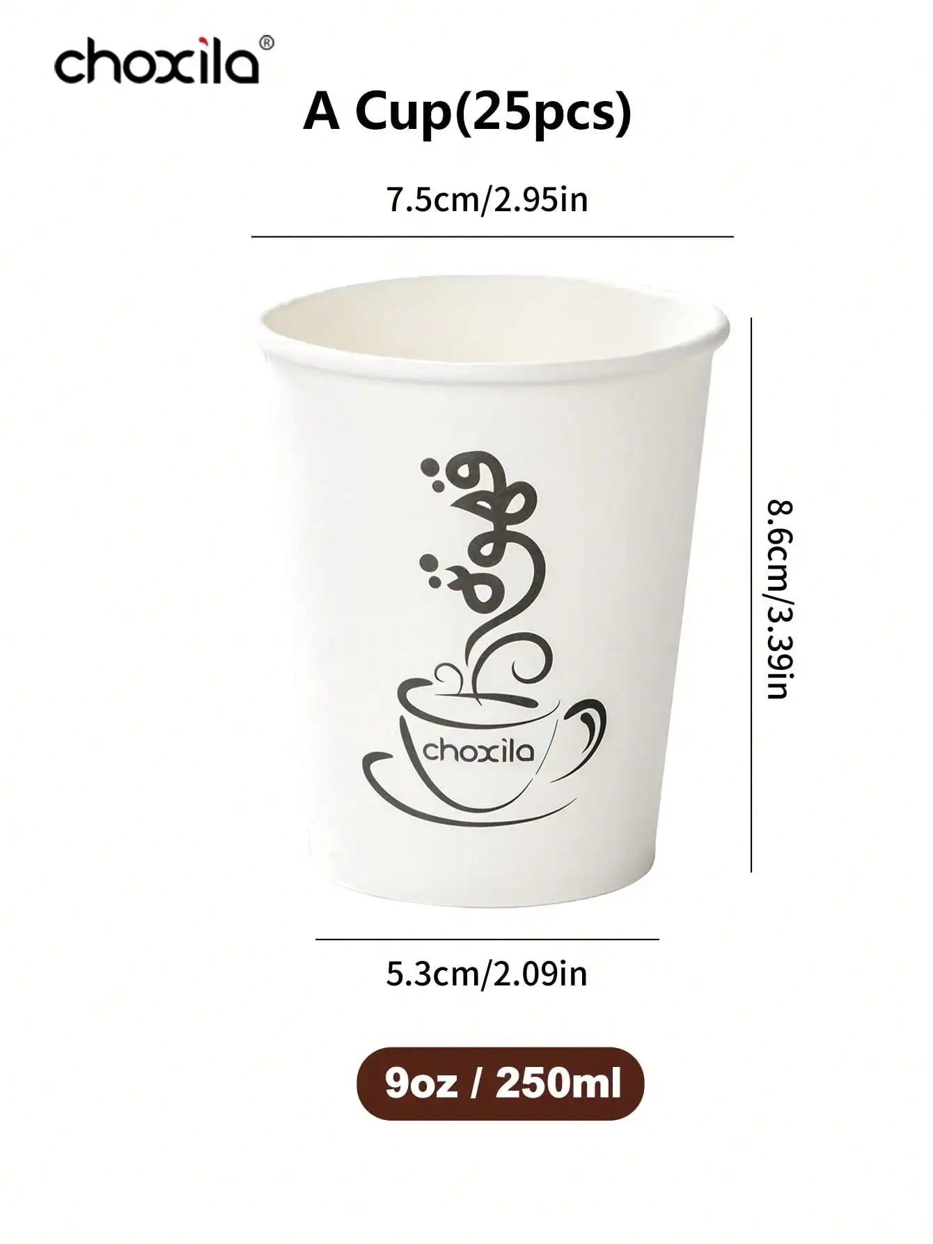 9oz Printed Logo Disposable Paper Coffee Cups, Single Wall Thickened Eco Cups for Cafe Takeout & Office