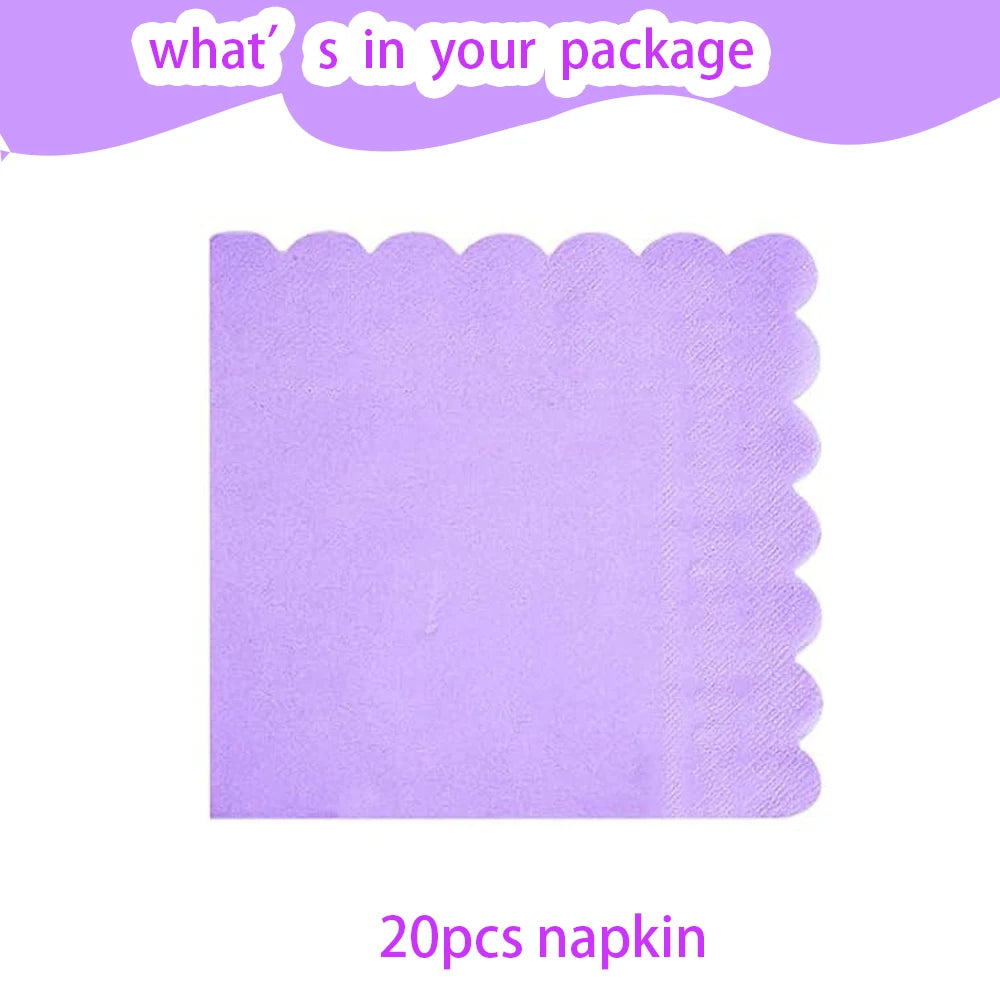 Light Purple Birthday Party Supplies Lavender Paper Cup Plate Napkin Tablecloth for Kids Birthday Wedding Baby Shower Decor