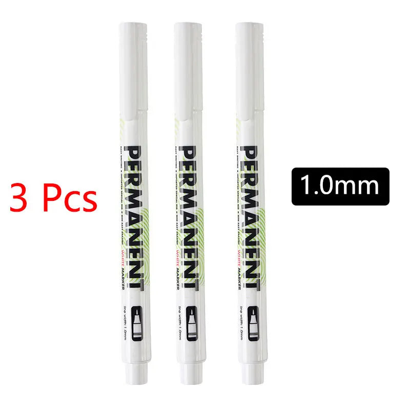 5pcs White Marker Paint Pens Waterproof Rubber Permanent Marker Pen Car Tyre Tread Environmental Tire Painting DIY Graffiti Pens