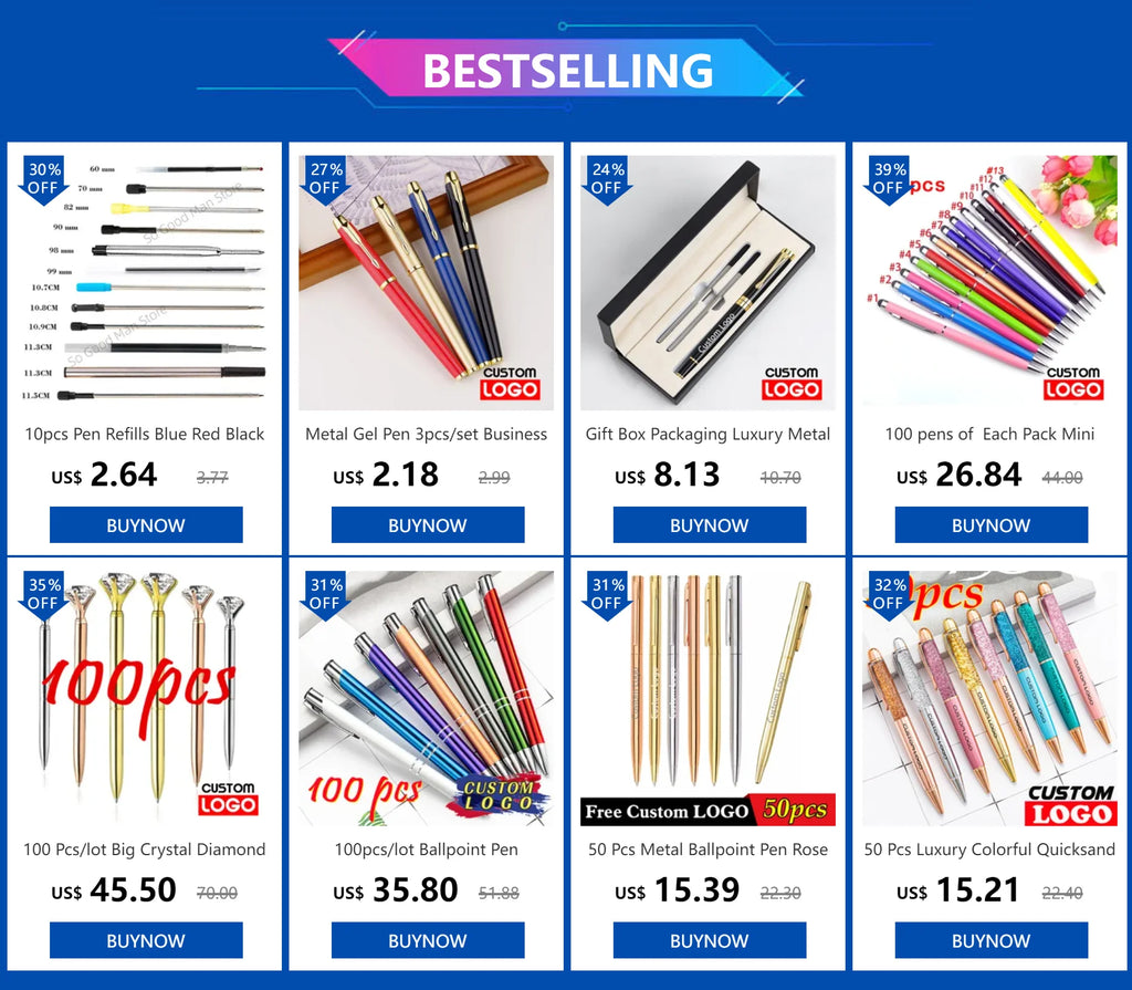 New Metal Ballpoint Pen Rose Gold Pen Custom Logo Advertising Ballpoint Pen  Lettering Engraved Name School&office Supplies
