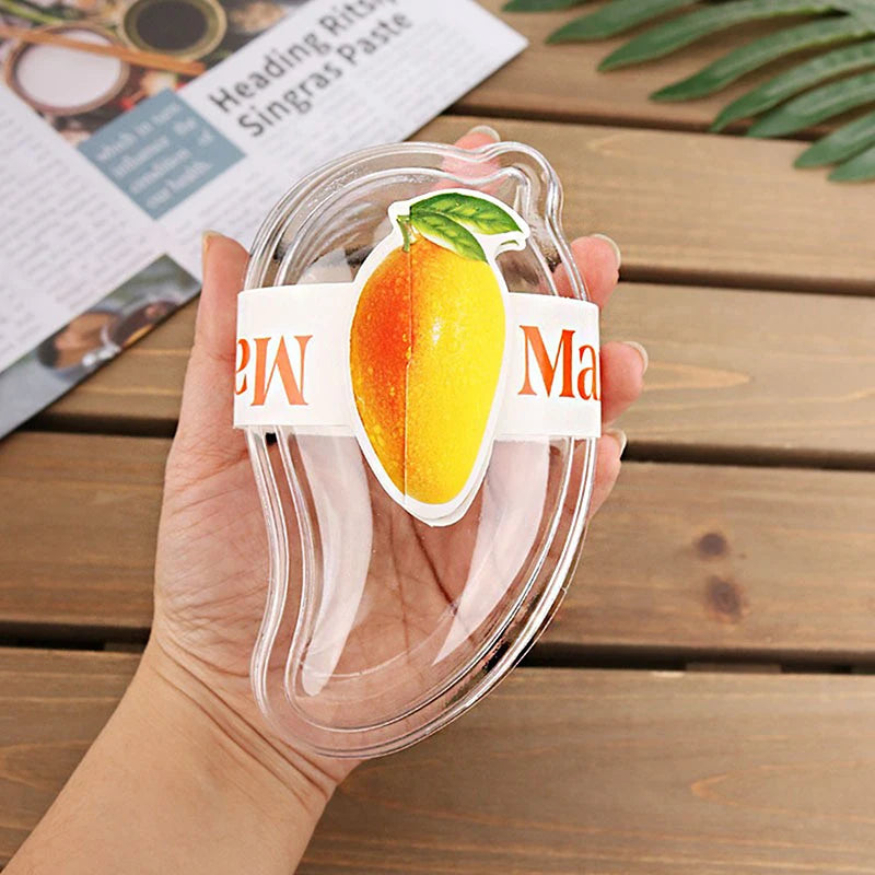 10pcs Creative Mango Shape Disposable Dessert Cake Plastic Cup DIY Cake Cream Mousse Packaging Box With Clear Cover