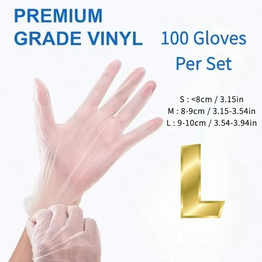 100pcs Transparent disposable latex gloves, suitable for kitchens, bathrooms, pet care, beauty, hair care and hotels, etc