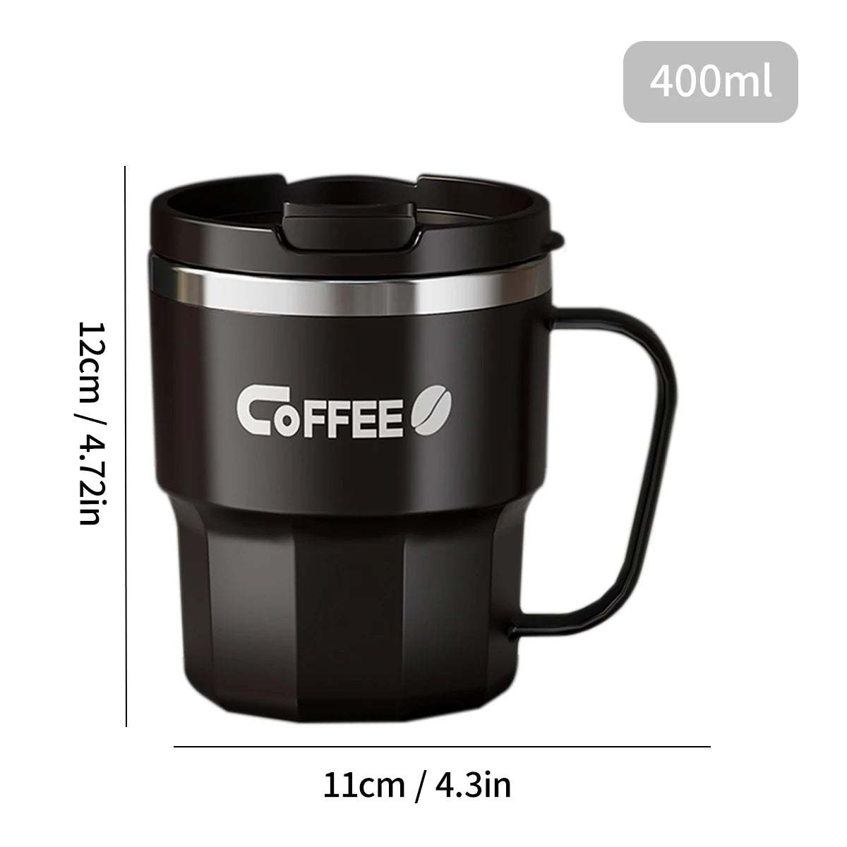 WORTHBUY Coffee Mug With Lid&Handle 304 Stainless Steel Tea Milk Coffee Cup Double Wall Insulated Anti Scalding Drinking Cup