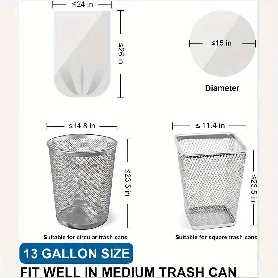 13 Gallon Trash Bag - Extra Large Garbage Bag - Home Kitchen Trash Can Liner - 10 Count