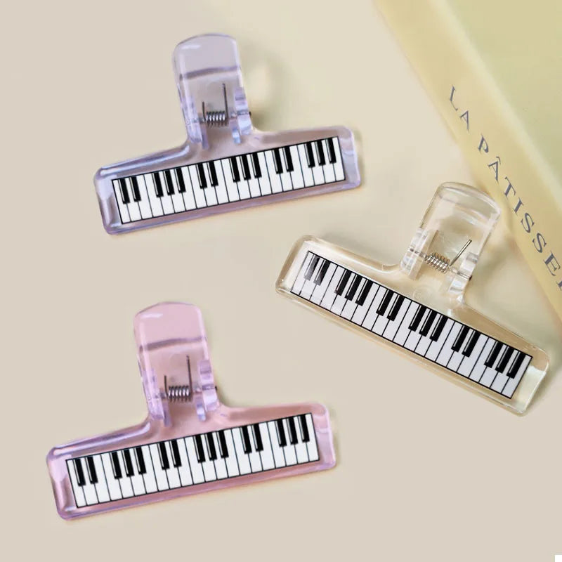 1Pc Music Style Piano Pattern Transparent Acrylic Clip Piano Score Fixed Binder Clamp Office Folder Student Test Paper Organizer
