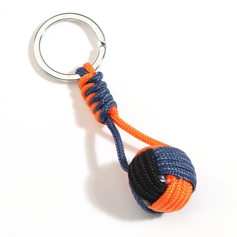 Military Parachute Woven Rope Ball Keychain Paracord Lanyard Key Ring Monkey Fist Key Chains Outdoors Survival Tool Jewelry