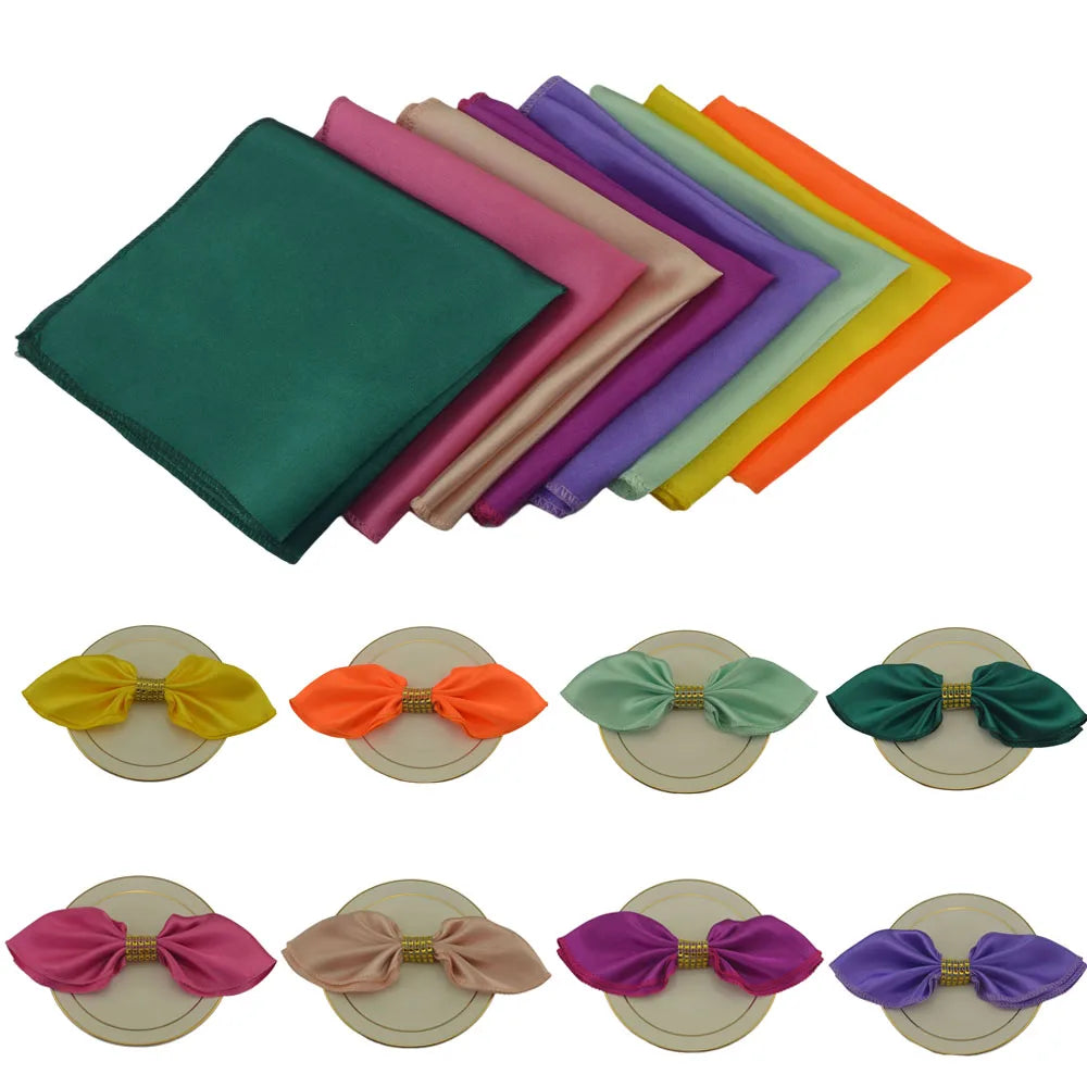12pcs 45x45cm Satin Table Napkins Soft Cloth Handkerchief For Wedding Party Decors Birthday Christmas Home Tea Towel Napkin