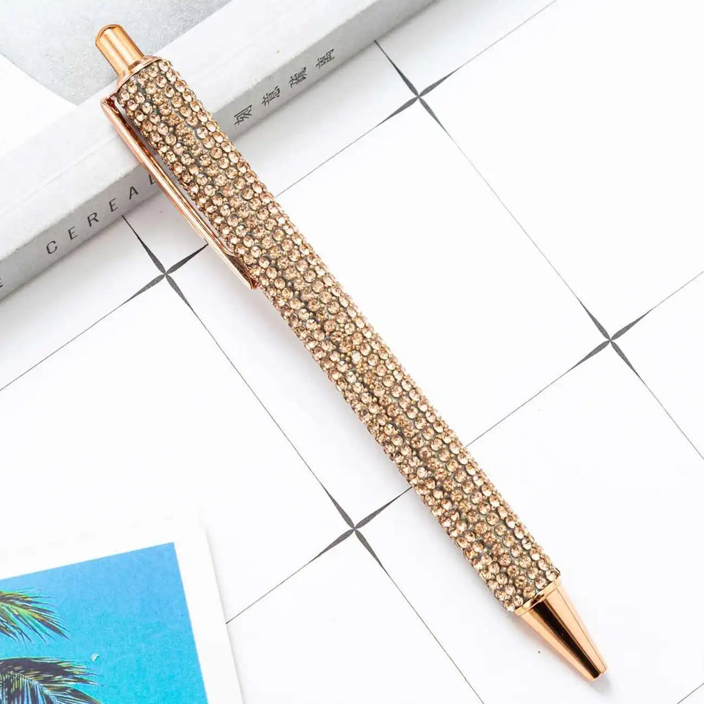 1 Piece Lytwtw's Ballpoint Pen Luxury Rhinestone Cute Wedding Rose Gold Metal Stationery School Office Supply High Quality Pens