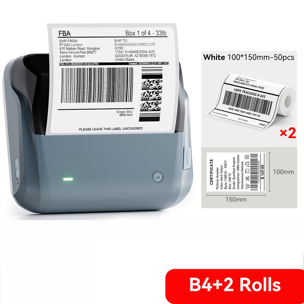 Niimbot B4 Thermal Label Printer Large Size 20-110mmm Print Width Label Sitcker Machine Shipping Label Business Office Use