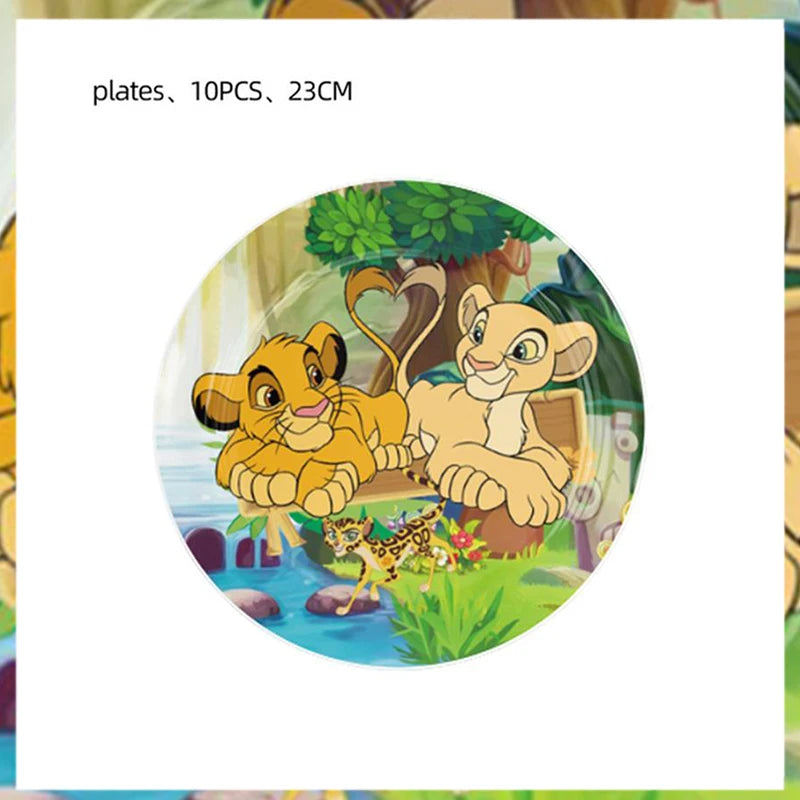 Lion King Birthday Party Decoration Lion Disposable Dinnerware Tablecloth Cup Plate 3D Balloon for Kids Baby Shower Supplies