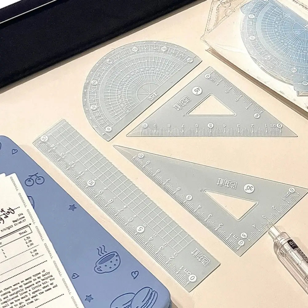 4PCS/Set 15/20CM Jelly Ruler Set Transparent Measuring Stationery Set Square Thickened Straight Ruler Student Gift