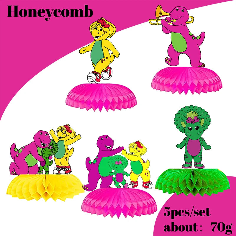Dinosaur Barney Party Supplies Decorations Kids Birthday Disposable Tableware Tablecloth Cups Plate Party Theme Favors