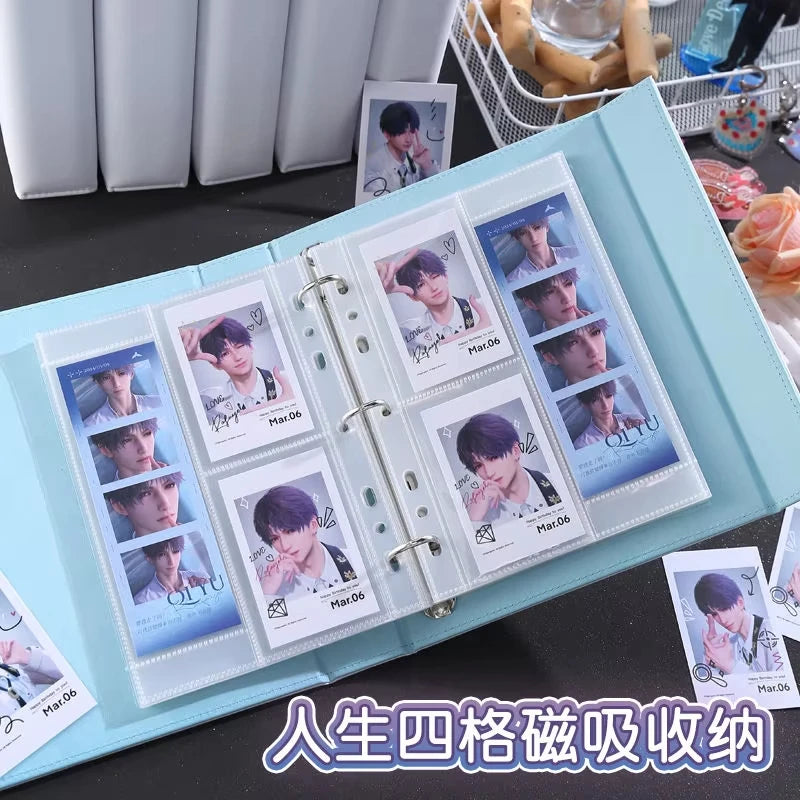 Big A5 Photocard Binder Magnetic D 3 Rings 4Grid Collect Book Kpop Photo Album PU Leather Photo Holder Korean 포카 바인더