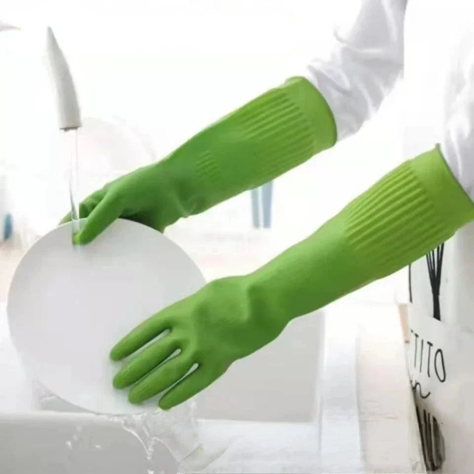 New Kitchen Cleaning Latex Dish Washing Gloves Rubber Thickened and Lengthened Household Laundry Gloves