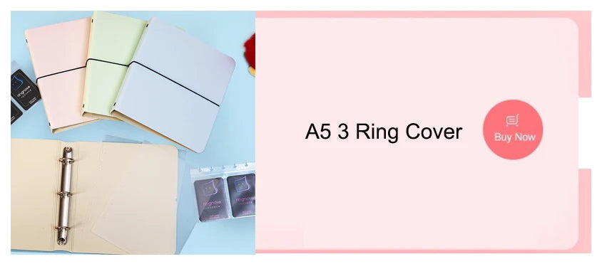 A5 Binder Photocards Magnetic D 3/7 Ring Kpop Photo Album Photocard Holder Collection Book Macaron Binder 1 2 4 Pocket Sleeves