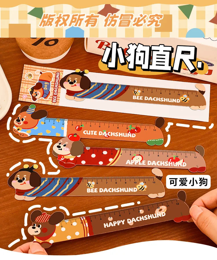 Cartoon Strip Puppy Magnetic Bookmark Ruler Student Cute High-value Bendable Ruler Special-shaped Magnetic Ruler