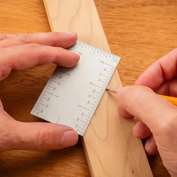 Pocket Square Ruler | 4-Sided Scale Stainless Steel Marking Tool | Sliding Precision Gauge for Woodworking