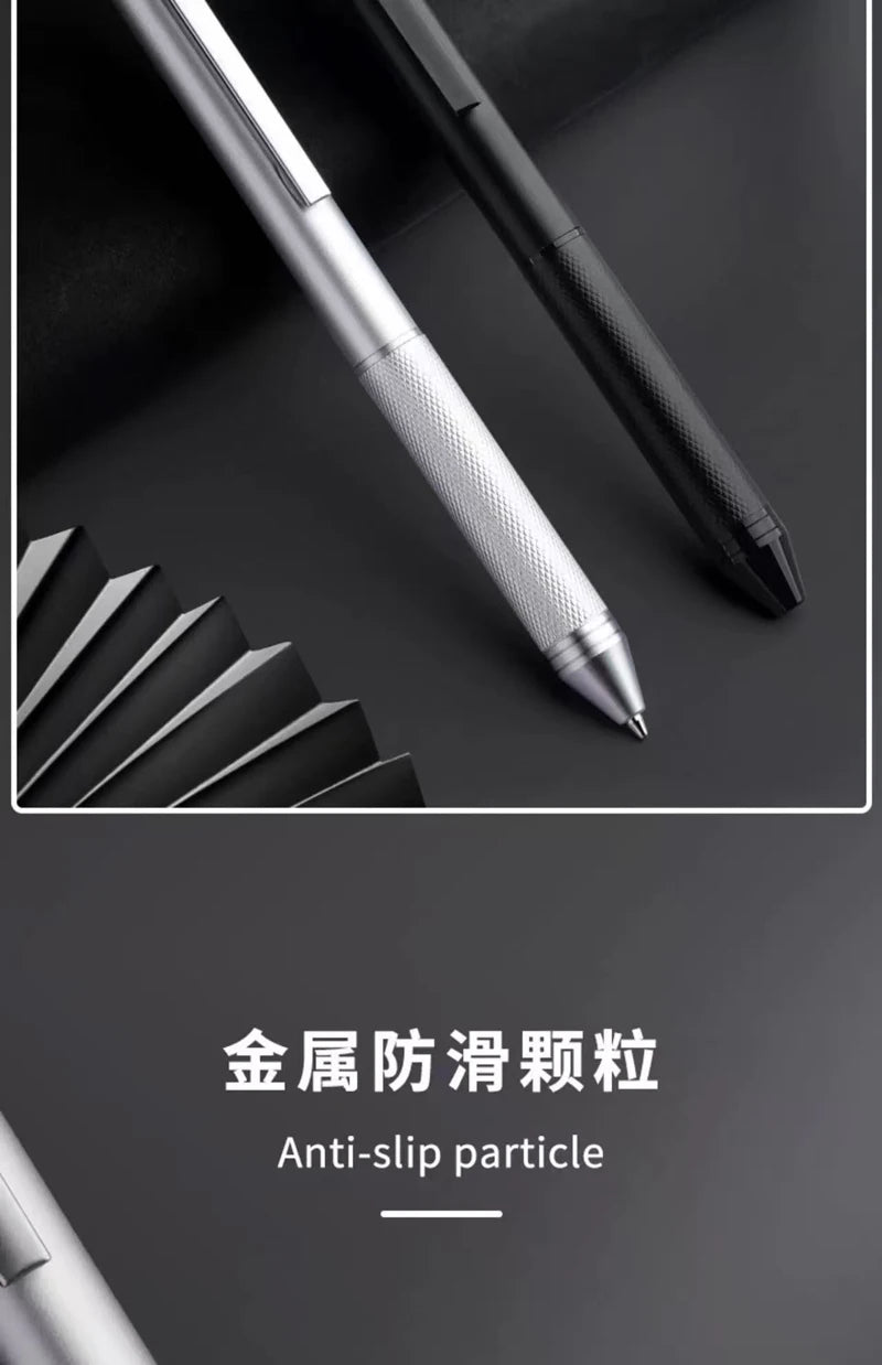 4 In 1 Multifunction Luxury Pen, 0.7mm 3 Color Ballpoint 0.5mm Mechanical Pencil, Gravity Sensor Metal Retractable Pens Długopis