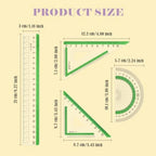 12Pcs transparent ruler set for school and office: shatterproof colorful acrylic, clear lightweight geometry measuring tool wit