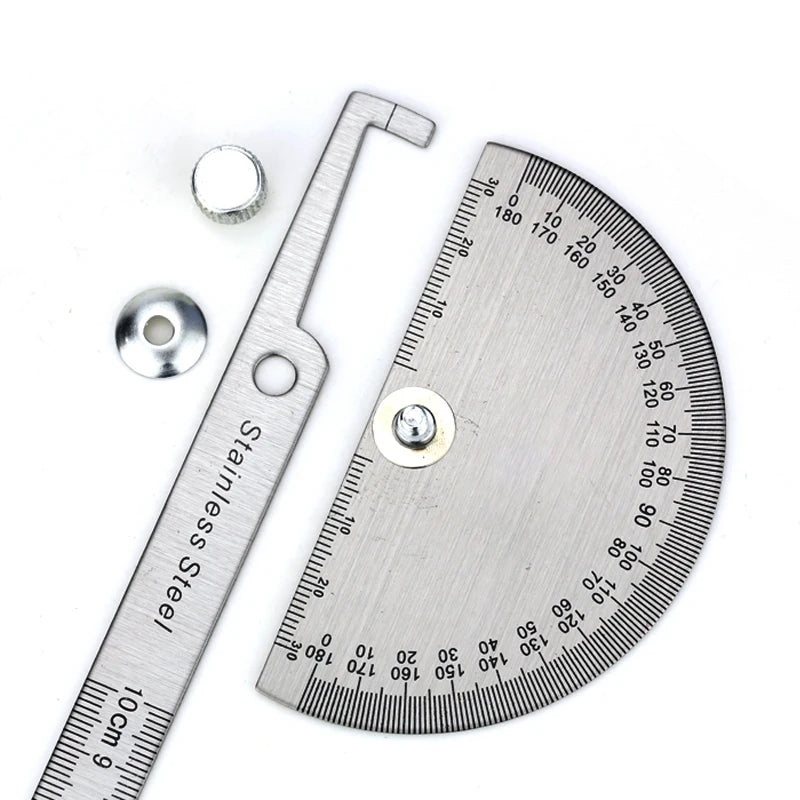 High Precision Stainless Steel Protractor Angle Gauge 180 Degrees 0-10CM Adjustable Semicircle Protractor Angle Measuring Tool