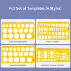 1/4Pcs Circle Template Measurement Geometry Ruler Circular Oval Drawing Template Drafting Ruler Office School Scale Drawing Tool
