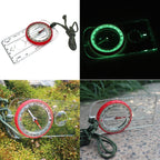 Orienteering Compass Lanyard Waterproof 360-degree Rotating Dial Luminous Display Magnifying Glass Map Scale Camping Compass