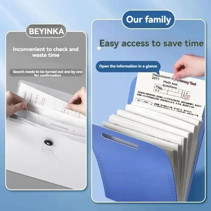 1pc Accordion design Folder, providing ample space for organizing student test papers and other documents into different layers