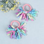 2Pcs Trendy Firework Hair Ties Rainbow Curly Ribbon Elastic Rubber Bands For Girls Kids Cute Hair Ropes Daily Hair Accessories