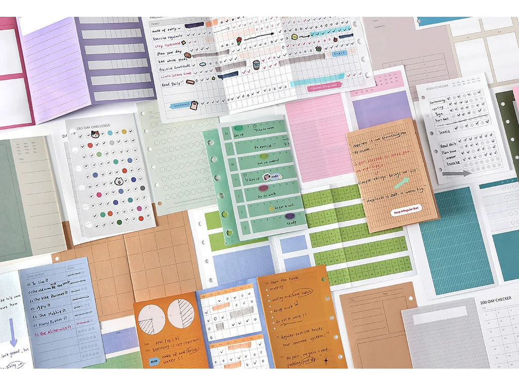 A7M5 Two Size 20Sheets Loose Leaf Inner Page Notebook Refill Spiral Weekly Monthly To Do Inside Paper Stationery