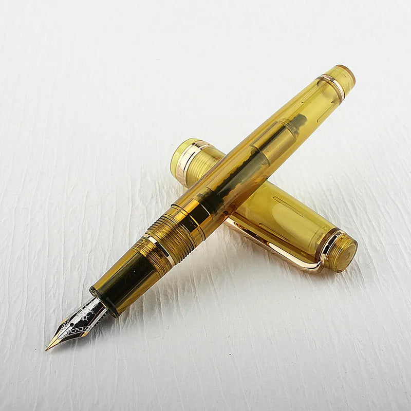 Jinhao 82 Fountain Pen Acrylic EF/F/M/Bent Nib Golden Trim with Converter Writing Pen