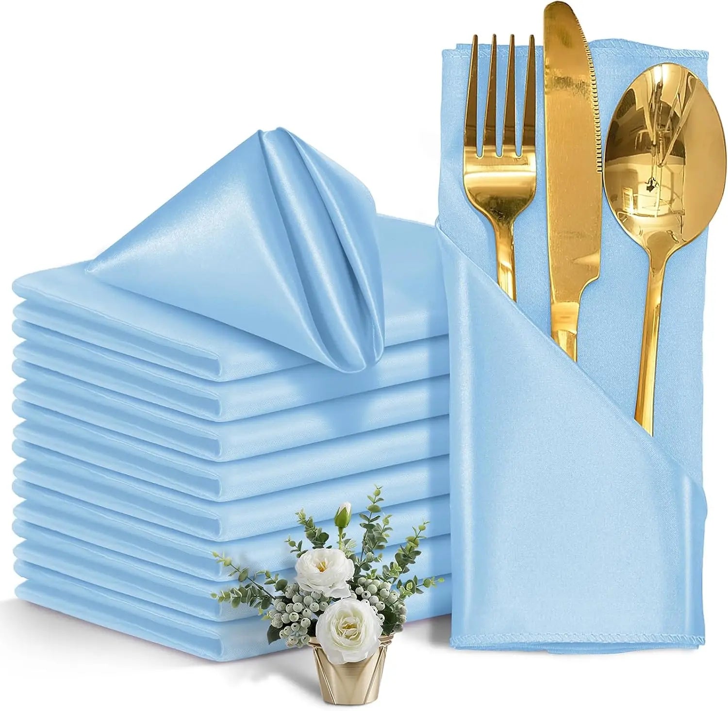 12PCS Red Satin Napkins 30x30cm, Silky Soft Smooth Washable Napkins for Restaurant, Weddings, Dinner, Party,Christmas Decoration