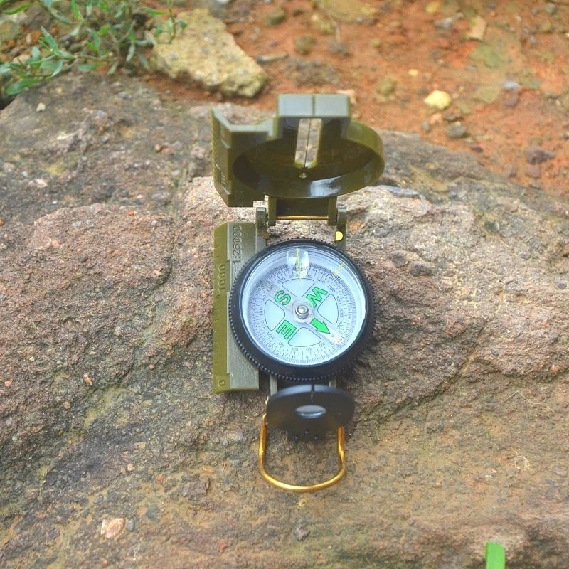 Aluminum alloy Portable Army Green Folding Lens Compass Metal Military Marching Lensatic Camping Compass Guide High Precision