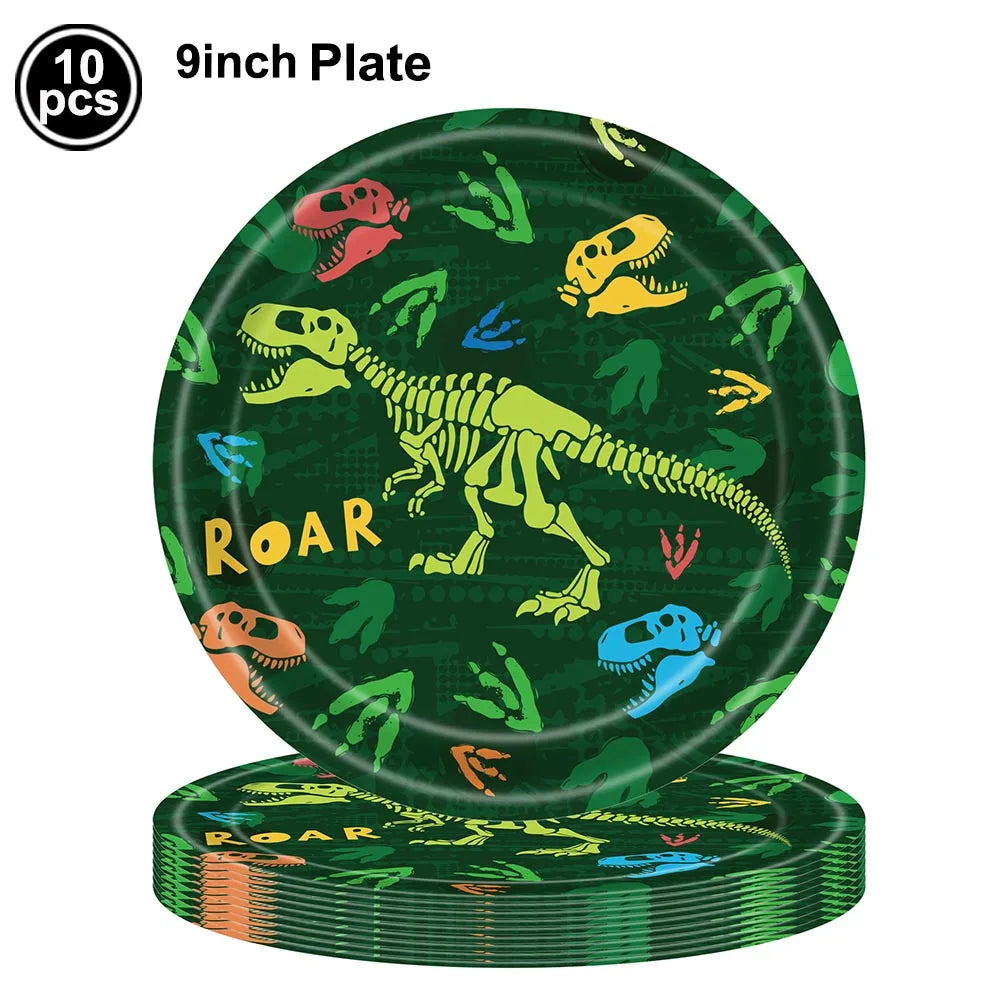 Jurassic Dinosaur Party Dinosaur Fossil Disposable Tableware Plate Cup Napkins Dinosaur Theme Birthday Party Decor Supplies