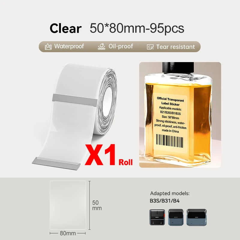 Large Size Labels for Niimbot B4 Portable 4inch Label Printer Shipping Barcode Tag Self-adhesive Stickers for Small Bussiness