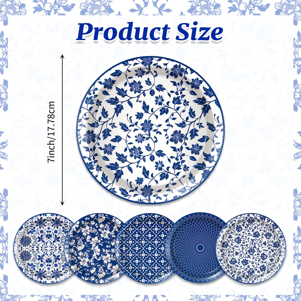 Blue and White Porcelain Paper Plates Napkins,Tableware For Birthday Decoration Wedding Decoration,Table Decor Party Supplies