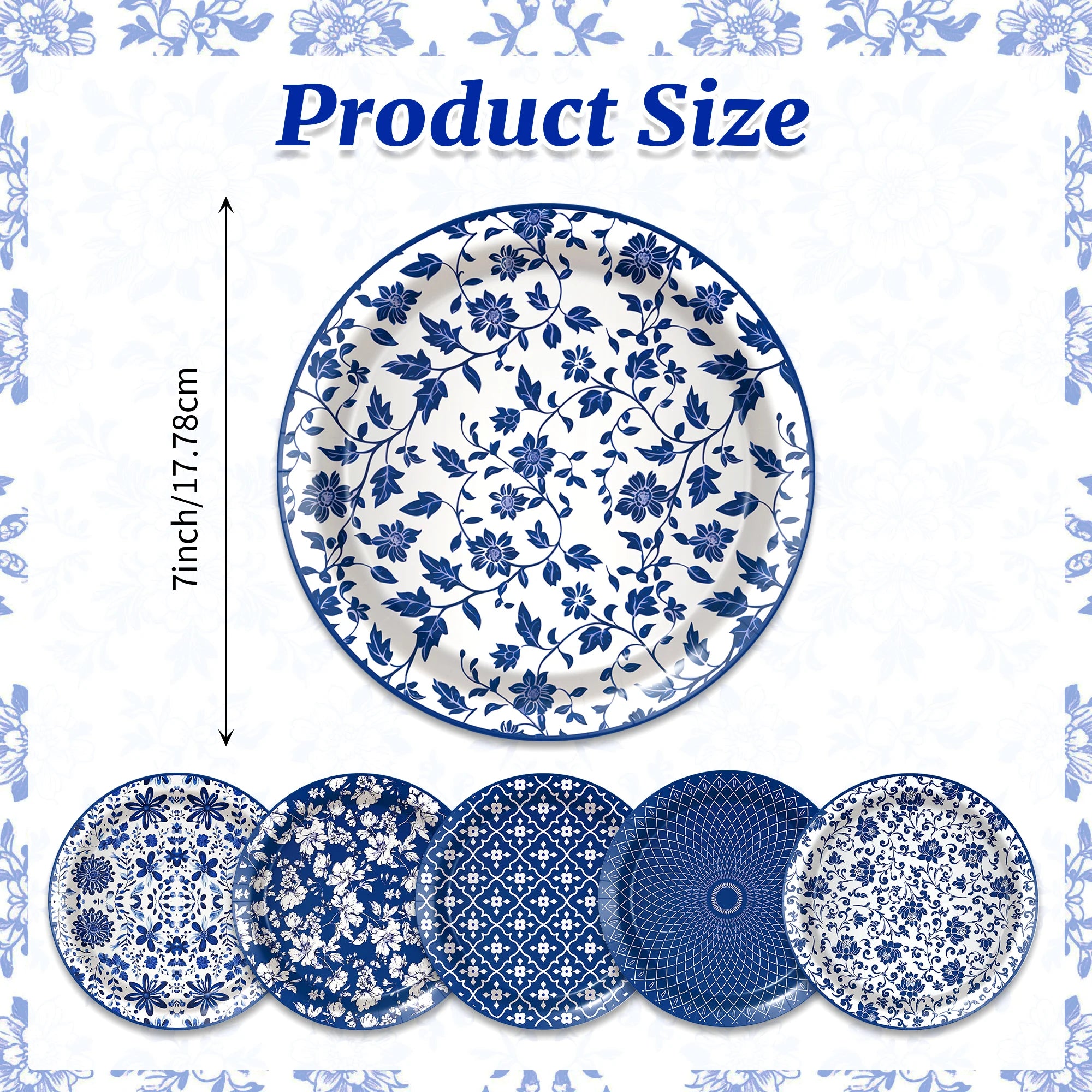 Blue and White Porcelain Paper Plates Napkins,Tableware For Birthday Decoration Wedding Decoration,Table Decor Party Supplies
