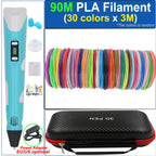 Children's 3D Pen 3D Drawing Printing Pen with LCD Screen Power Adapter 200M PLA Filament Toy Kids Christmas Birthday DIY Gift