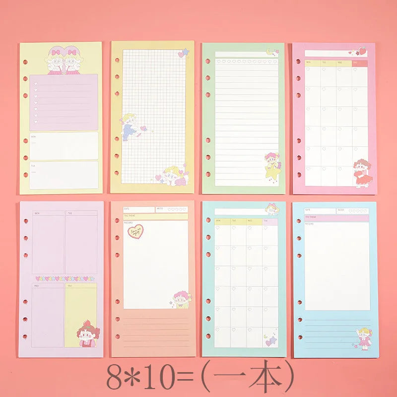 A6 80Sheet Cute Colorful Loose-leaf Replacement Line Grid Blank Point Paper Refill Inner Page Inner Page Inside Stationery