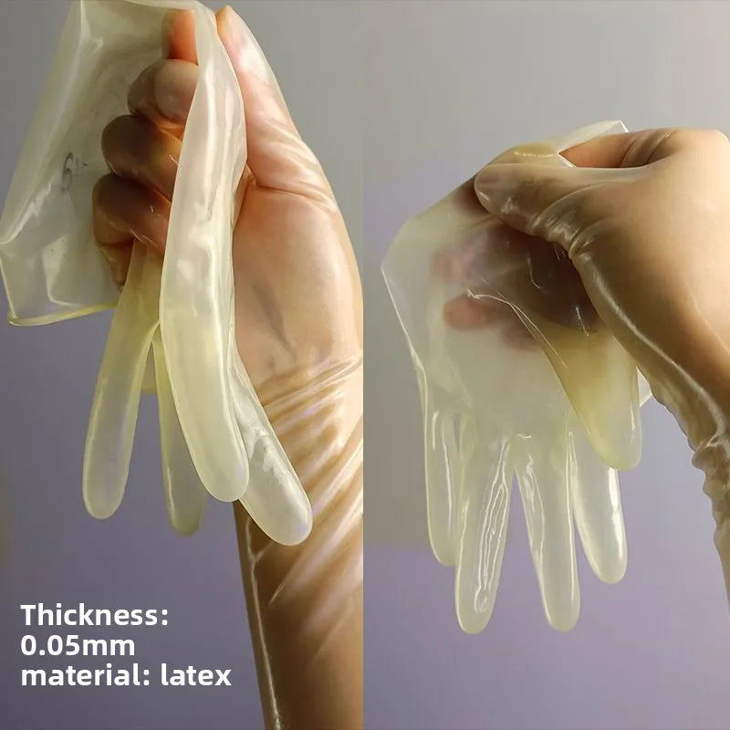 Latex Gloves Ultra Thin Transparent Glossy Shiny Waterproof Stretchy Smooth Intimate Use Couples Lifestyle Daily Hand Supplies