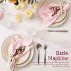 12 Pack Satin Cloth Napkins, 30x30cm Silky Wedding Napkins Cloth, Luxury Dining Table Cloth Napkins for Birthday Holiday Party