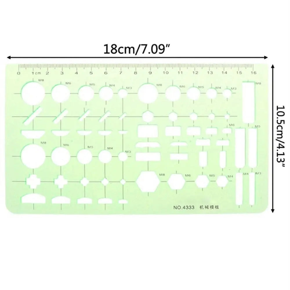 17 Styles Rulers Green Plastic Circles Geometric Template Ruler Stencil Measuring Tool Stationery Students Drawing Curve Ruler