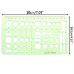 17 Styles Rulers Green Plastic Circles Geometric Template Ruler Stencil Measuring Tool Stationery Students Drawing Curve Ruler