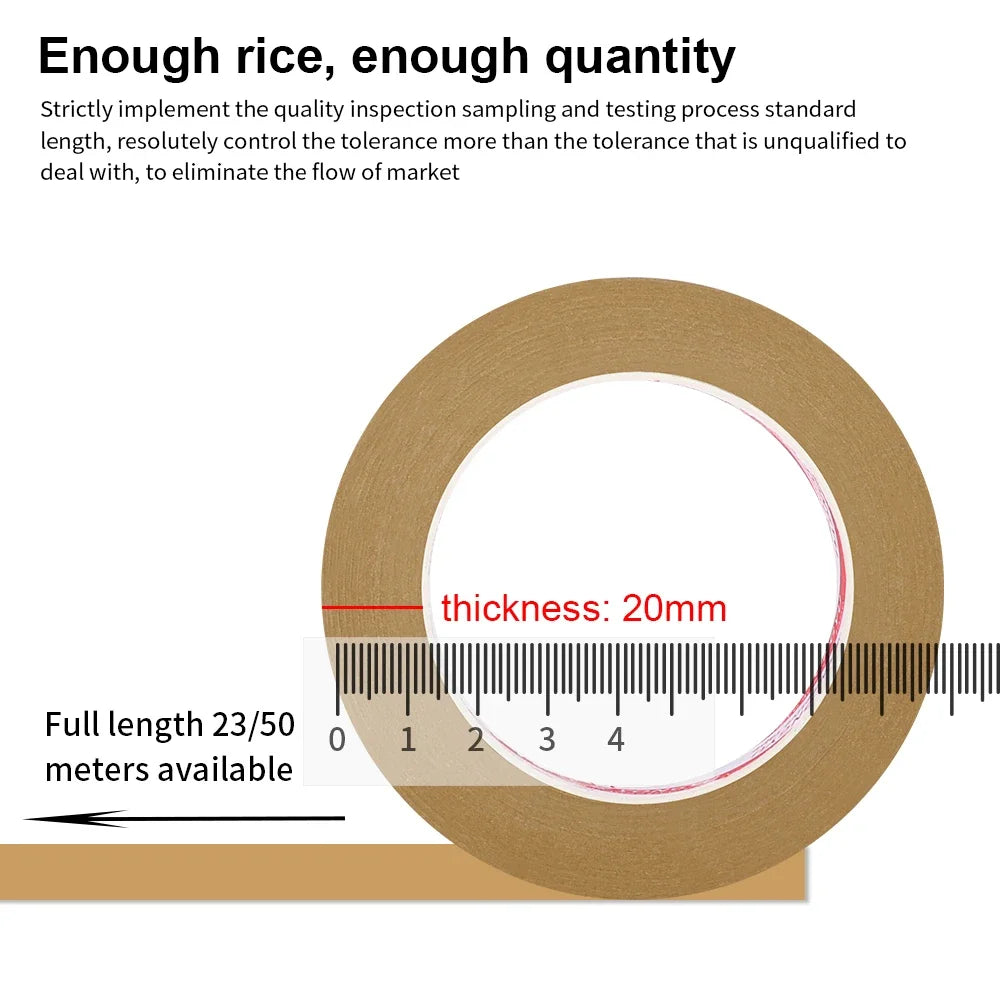 23M Biodegradable Eco Friendly Kraft Paper Tape Brown Wet Water Activated Reinforced Gummed Adhesive Tape for Painting Fixed